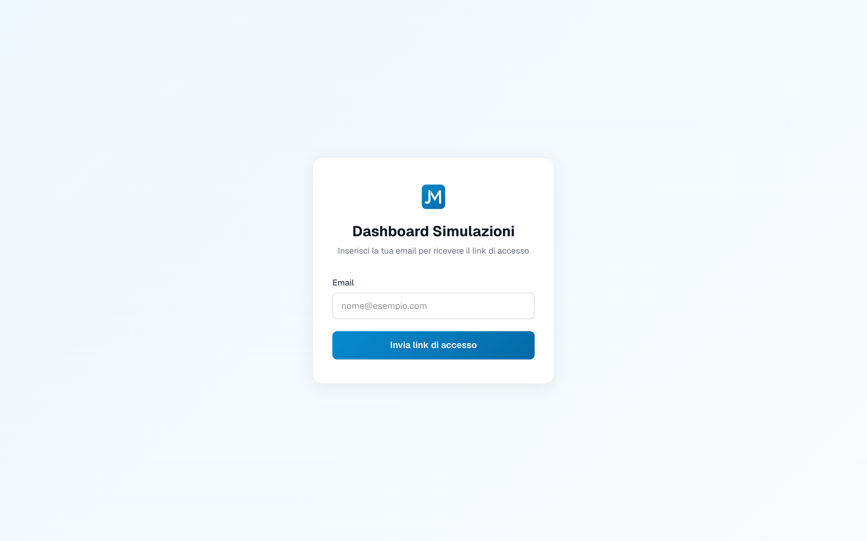 La schermata di accesso: inserisci l’email e ricevi il link di accesso